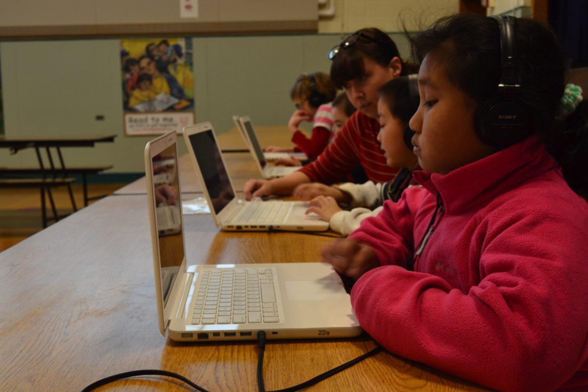 Belle Sherman students engage in Imagine Learning computer games. 