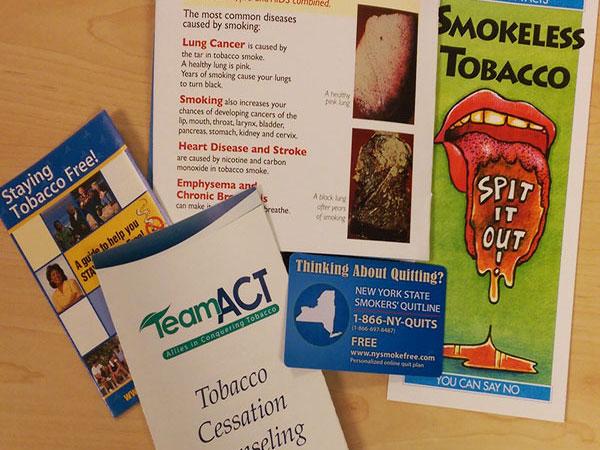 An assortment of anti-smoking ads and brochures.