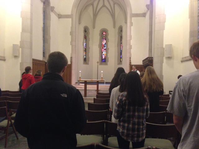 The Cornell Catholic Community worships during their Wednesday night mass on Oct. 29.