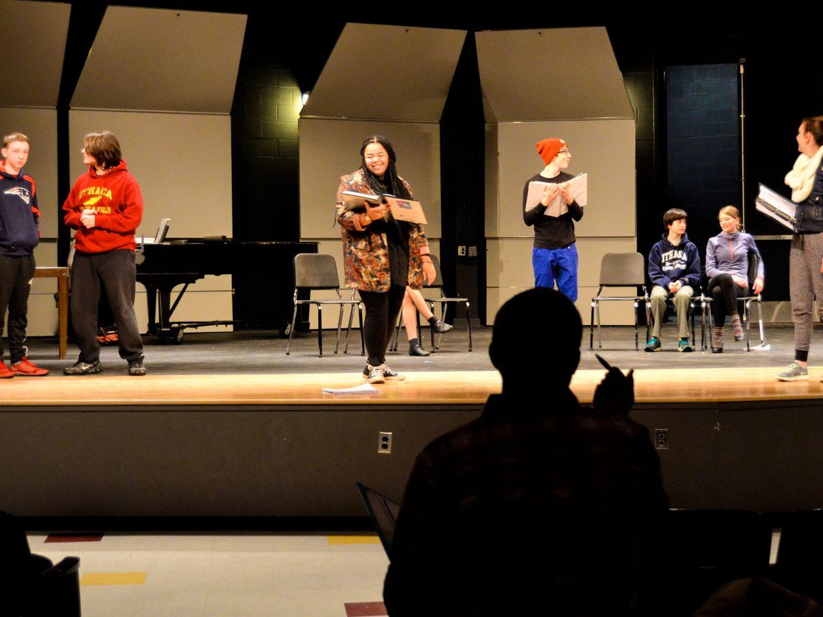 Director Bob Winans working with student actors