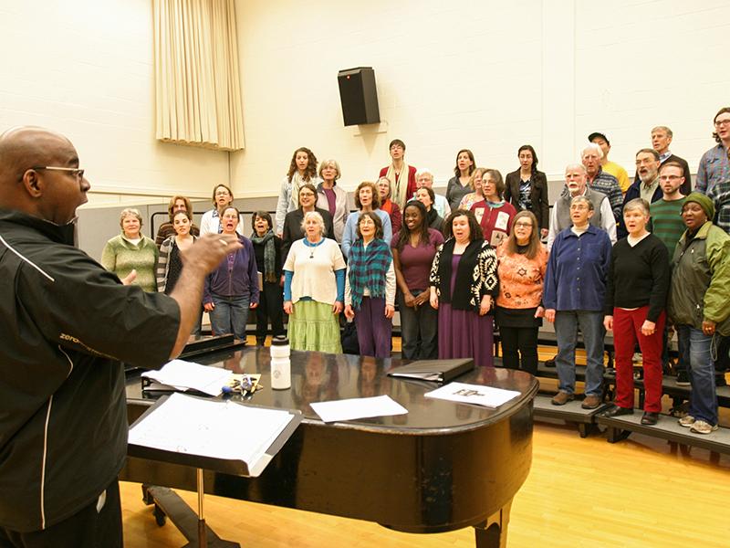 Singers of Dorothy Cotton Jubilee prepare for their upcoming May concerts.