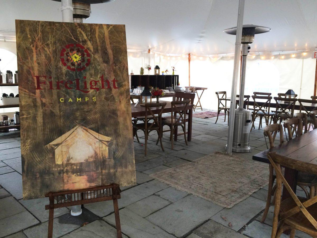 The tented lobby of Firelight Camps is where guests gather for breakfast, happy hour and recreational activity.