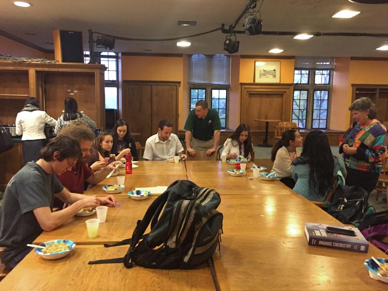 Members of the Cornell Catholic Community gather for their weekly “soup and supper” following mass. Some of these students will attend World Youth Day 2016 in Krakow, Poland, this summer. (Credit: Kelli Kyle/Ithaca Week)