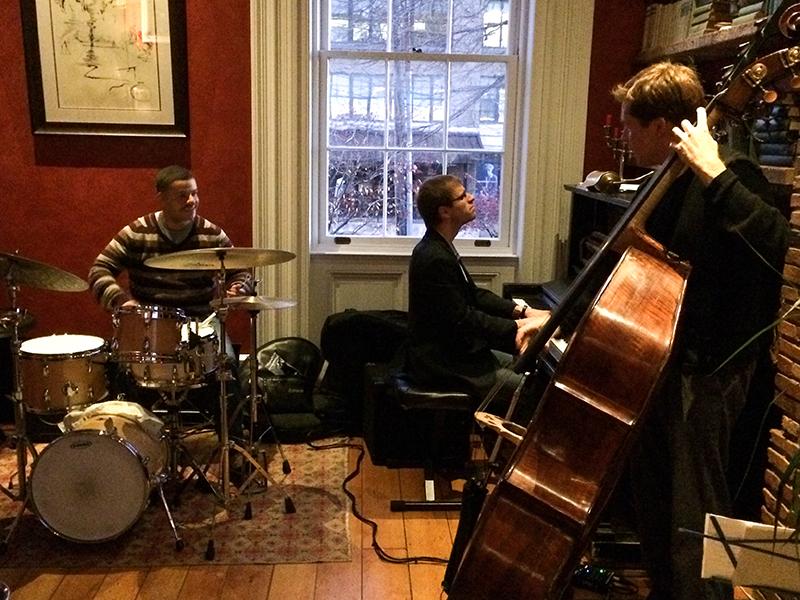 From left, Greg Evans, Nick Weiser and Nicholas Walker create i3°, a local jazz group that’s bringing music into the community. 
