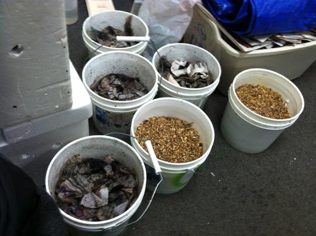 The class used these buckets to create their own composting systems.