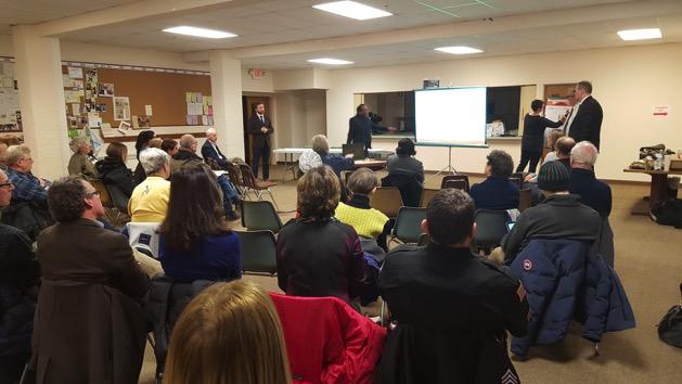 The Ithaca Town Board gathered Feb. 23 for a presentation on the Maplewood Apartments Project.