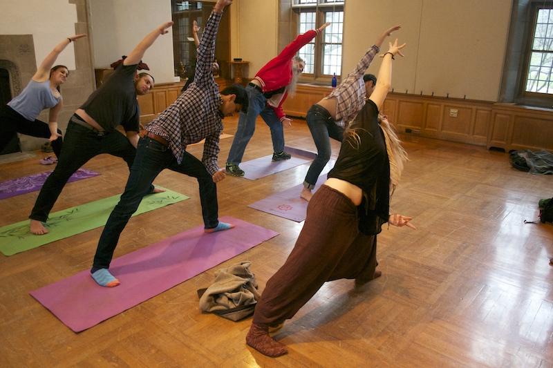 Neko Three Sixty instructs a yoga class for Cornell University’s Consciousness Club on March 23. 