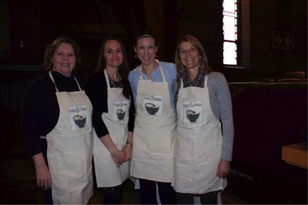 From left: Cathy Hogan '70, senior associate director for class programs; Lauren Coffey, associate director for class programs; Katie Freyer, associate director for class programs; and Teri Baier, senior associate director for class programs, volunteered their lunch hours to help serve soup at the Soup and Hope event. 