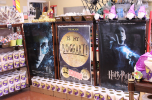 Life’s So Sweet Chocolate Shop is lined with Harry Potter decorations and posters, preparing for the upcoming event. 