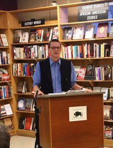 Robert Jensen speaking at Buffalo Street Books. Photo Courtesy: Buffalo Street Books/Facebook