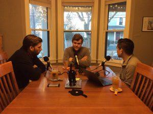 The second taping of "The Ithacast" at Nguyen's dining room table Photo: Jack Sears