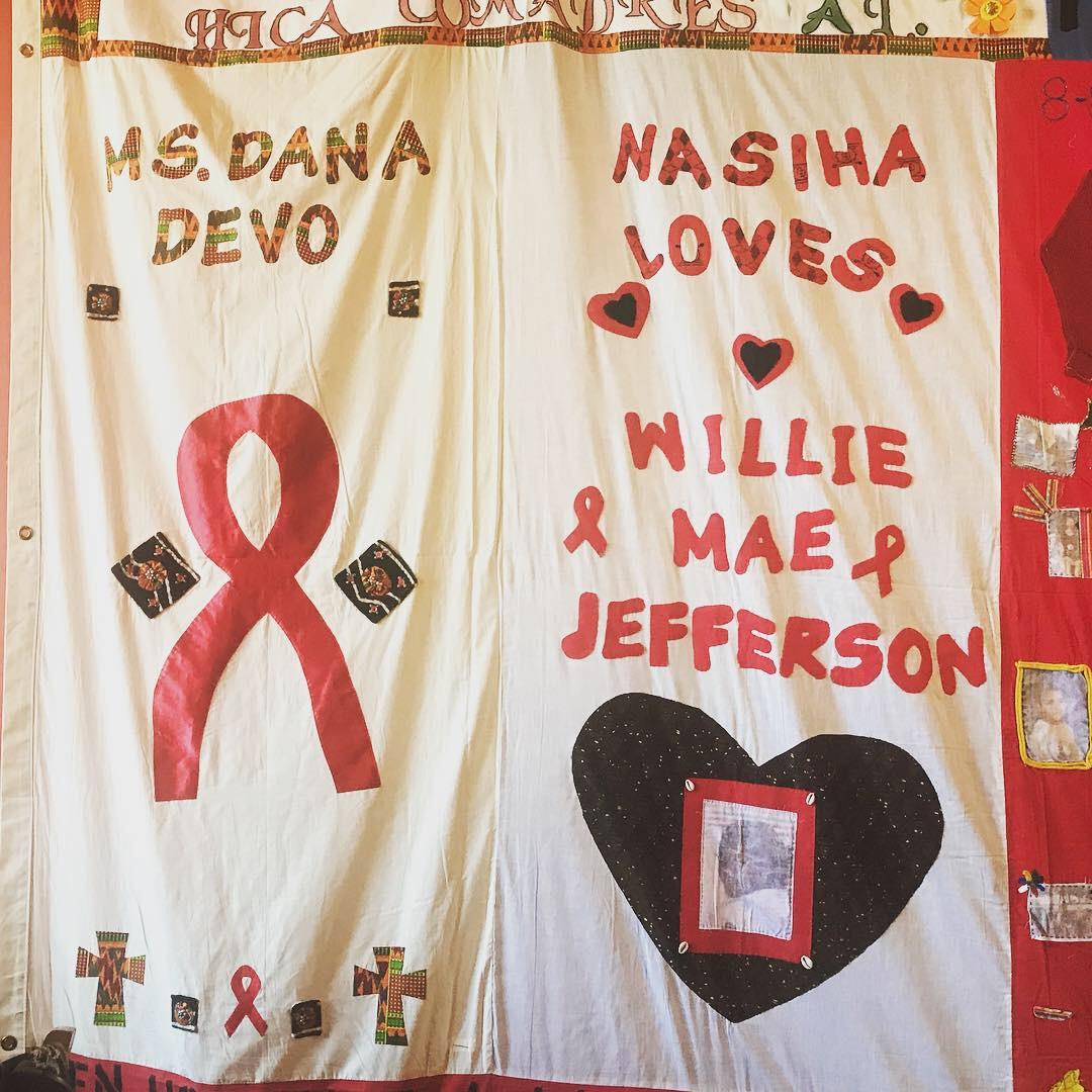 Panels of the AIDS Quilt, honoring those who have lost their lives to AIDS were displayed at Equal Grounds Coffeehouse in Rochester, NY to commemorate World AIDS Day. (Photo by Joe Jones)