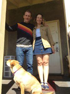 Co-founders of Emmy's Organics with their dog 