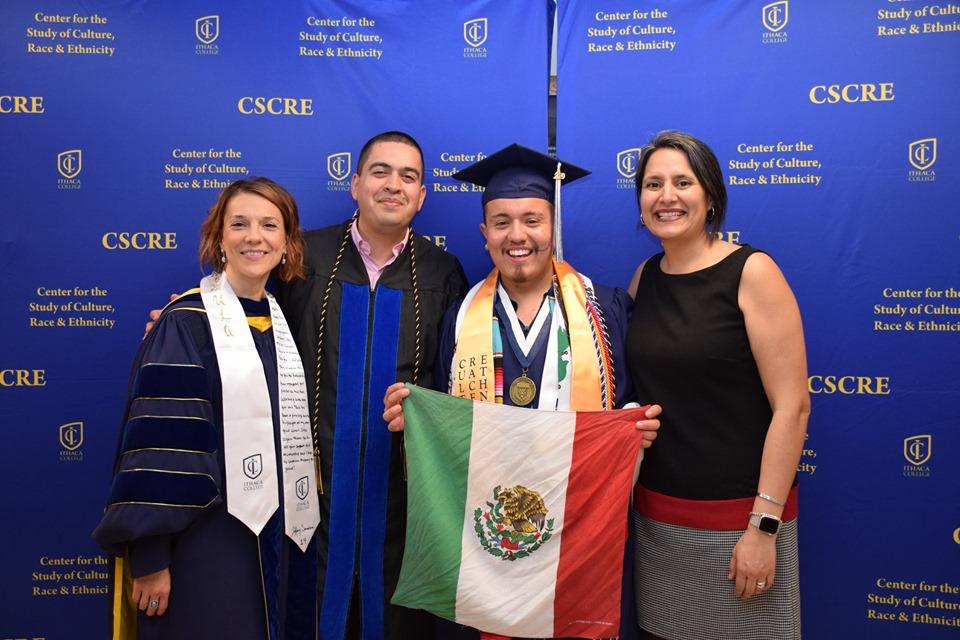 Dr. Paula Ioanide, Dr. Gustavo Licón, IC Alumnus Joe Cruz, and Dr. Belisa González at the 2019 CSCRE Graduation Dinner. Photo Courtesy of CSCRE.
