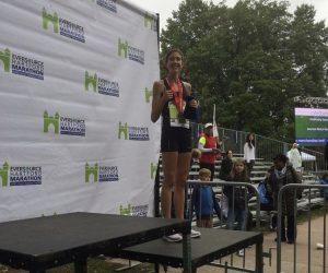 Ellie takes third place with a time of 2:41:52 at the Hartford Marathon in October. Photo courtesy of Ellie Pell