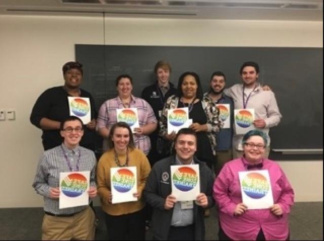 Student staff members are trained as safe zone facilitators. They learn to develop and facilitate workshops on campus to increase awareness of LGBTQ+ communities. (Photo courtesy of Maria Marinucci)