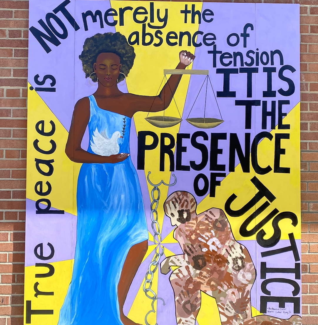 This mural is the first public installation created by residents at MacCormick Secure Center in collaboration with Ithaca Murals. Located in Brooktondale, New York, the center houses young men convicted of violent crimes before the age of 16. Men in the facility range between the ages of 12-21. 