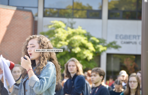 Lauren Miller speaks at climate rally back in 2019 - Photo by Ryan Bieber