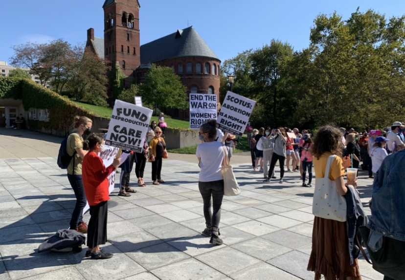 Protesters Gather in Ho Plaza on Cornells Campus to Protest Senate Bill 8 (Alyssa Spady/IthacaWeek)