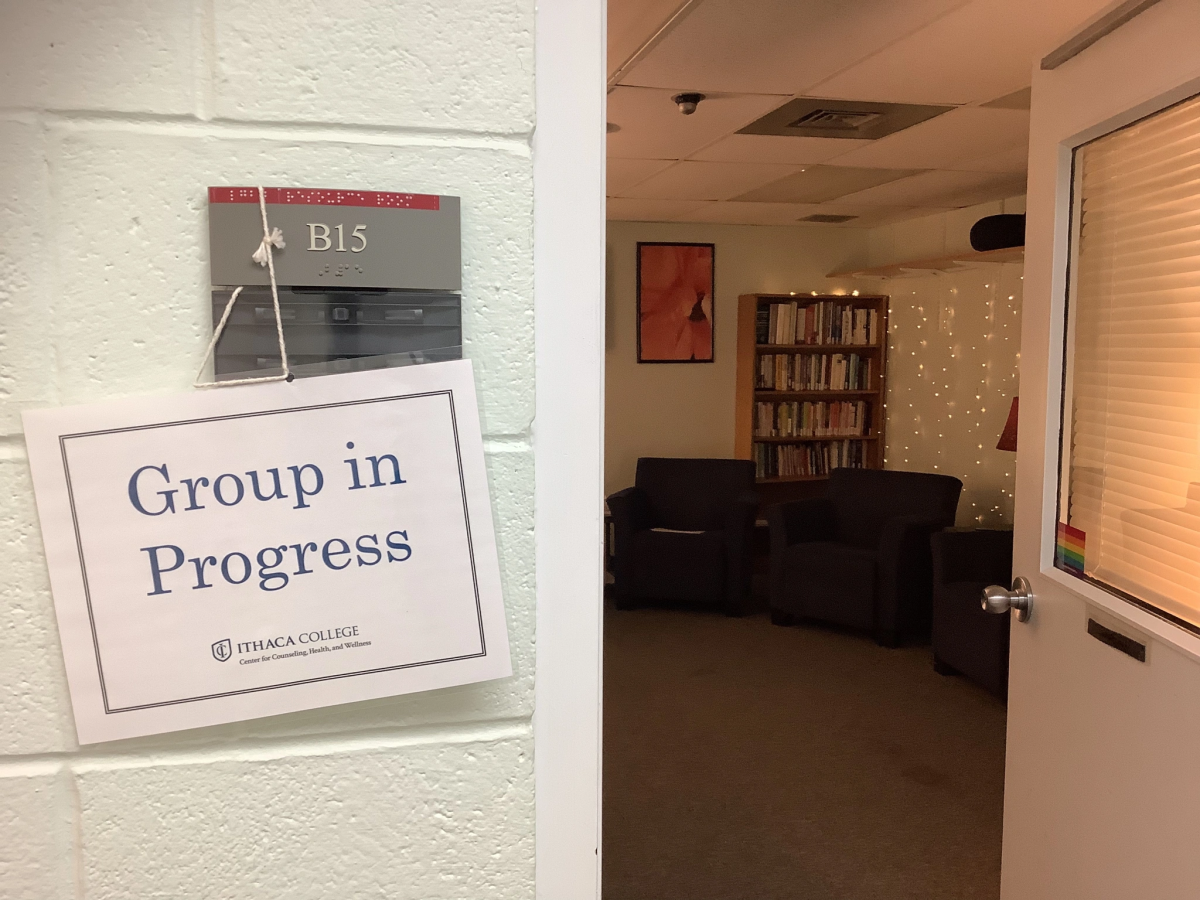 A peek into one of the rooms for group therapy sessions on IC’s campus.
Source: Nijha Young for Ithaca Week.