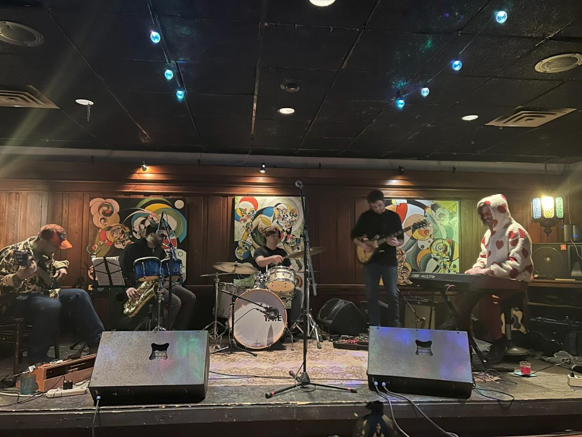 Delaques members perform improv every Thursday night from left to right: Tony Lomonaco (bass), Paul Jensen (saxophone), Tony Devivo (drums), Josh Palmer (guitar) and Yoshi Aerson (keys). 