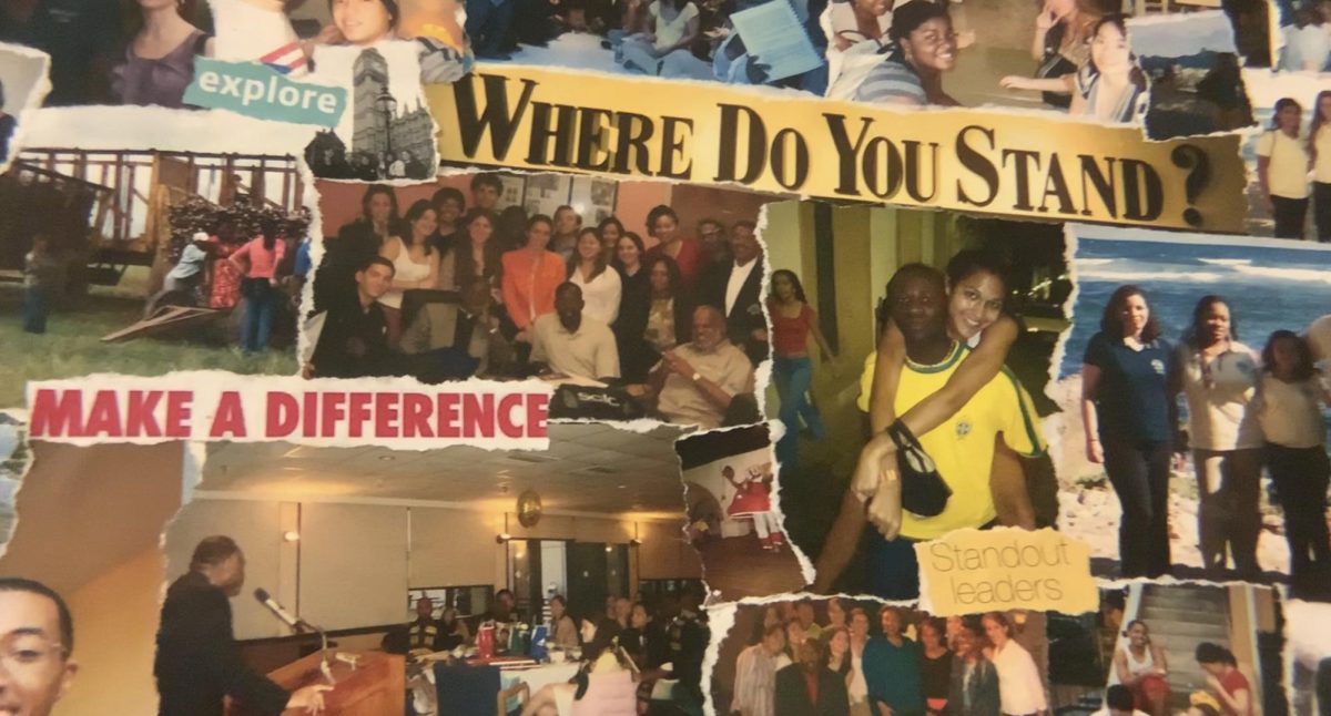 A photo collage outside Ithaca Colleges BIPOC Center, celebrating diversity and different cultures.