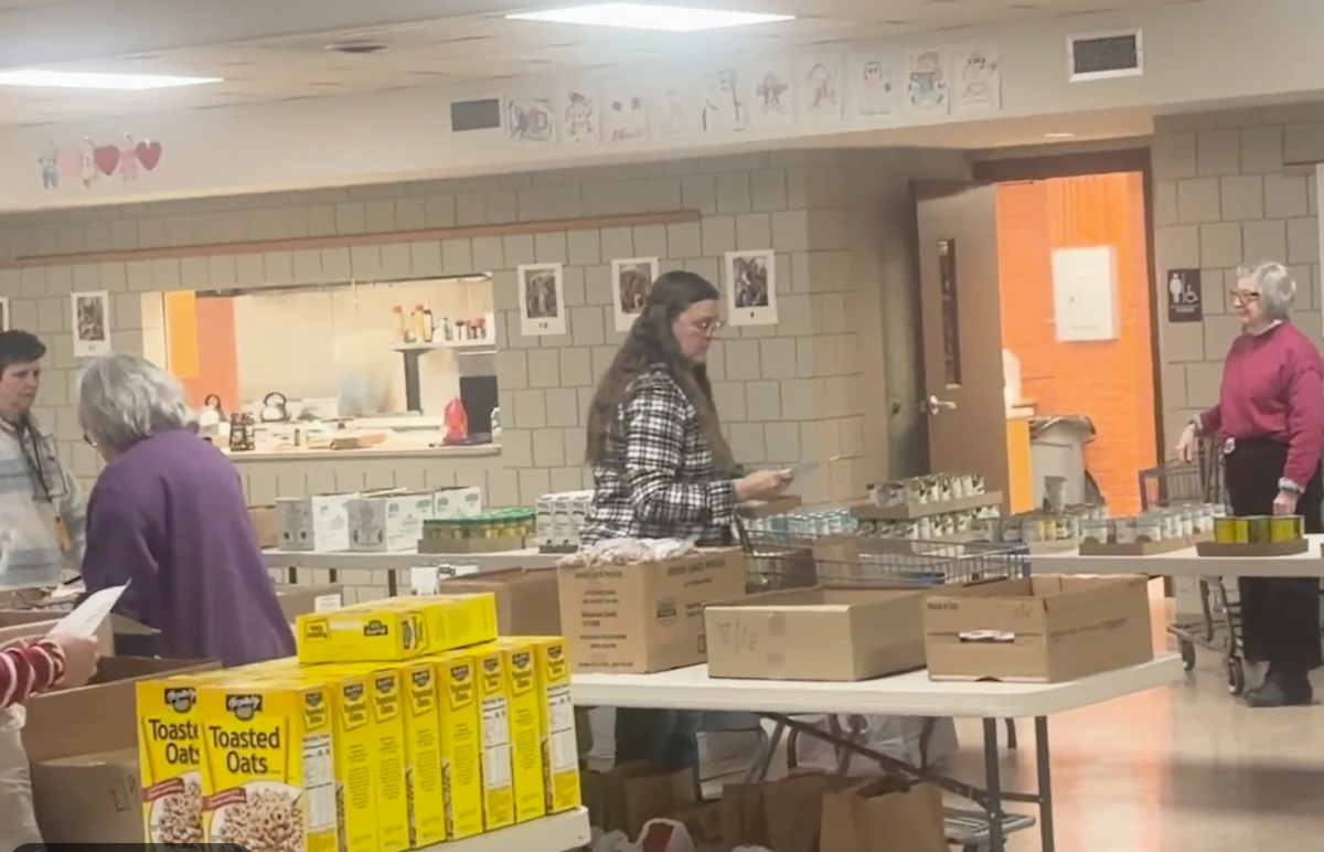 Each week volunteers work to collect food from local businesses such as Ithaca Bakery, and DiBella’s as well as grocery items donated by the Southern Tier Food Bank and the Greenstar Food Co+Op and bring them back to the church where they are packaged up and handed out to community members in need.