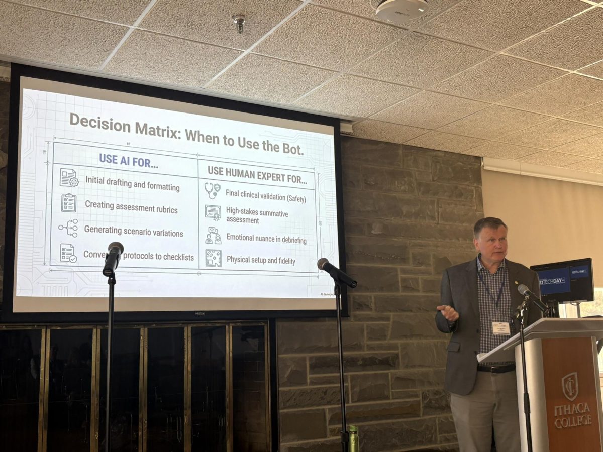 Pat McKeon, professor of Exercise Science and Athletic Training at Ithaca College, said AI creates meaningful simulations for healthcare professionals, but should not replace educators and healthcare leaders’ expertise. 